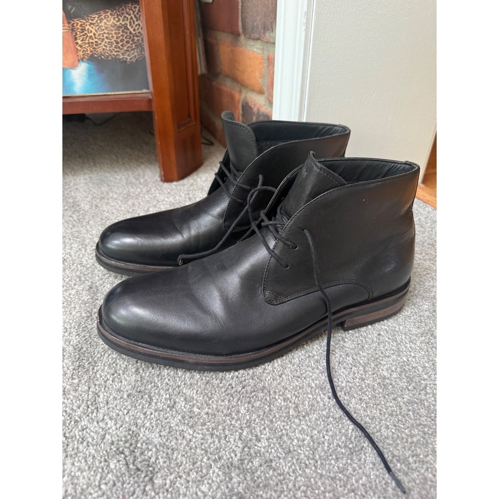 Saks Fifth Avenue Rimini Mens Black Leather Chukka Ankle Boots Size 12M